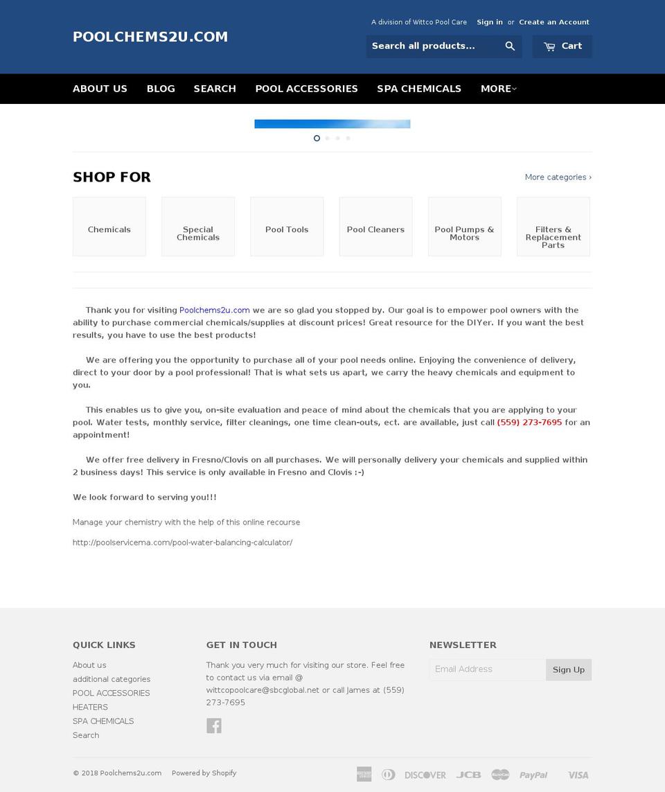 poolchems2u.com — Shopify storefront screenshot