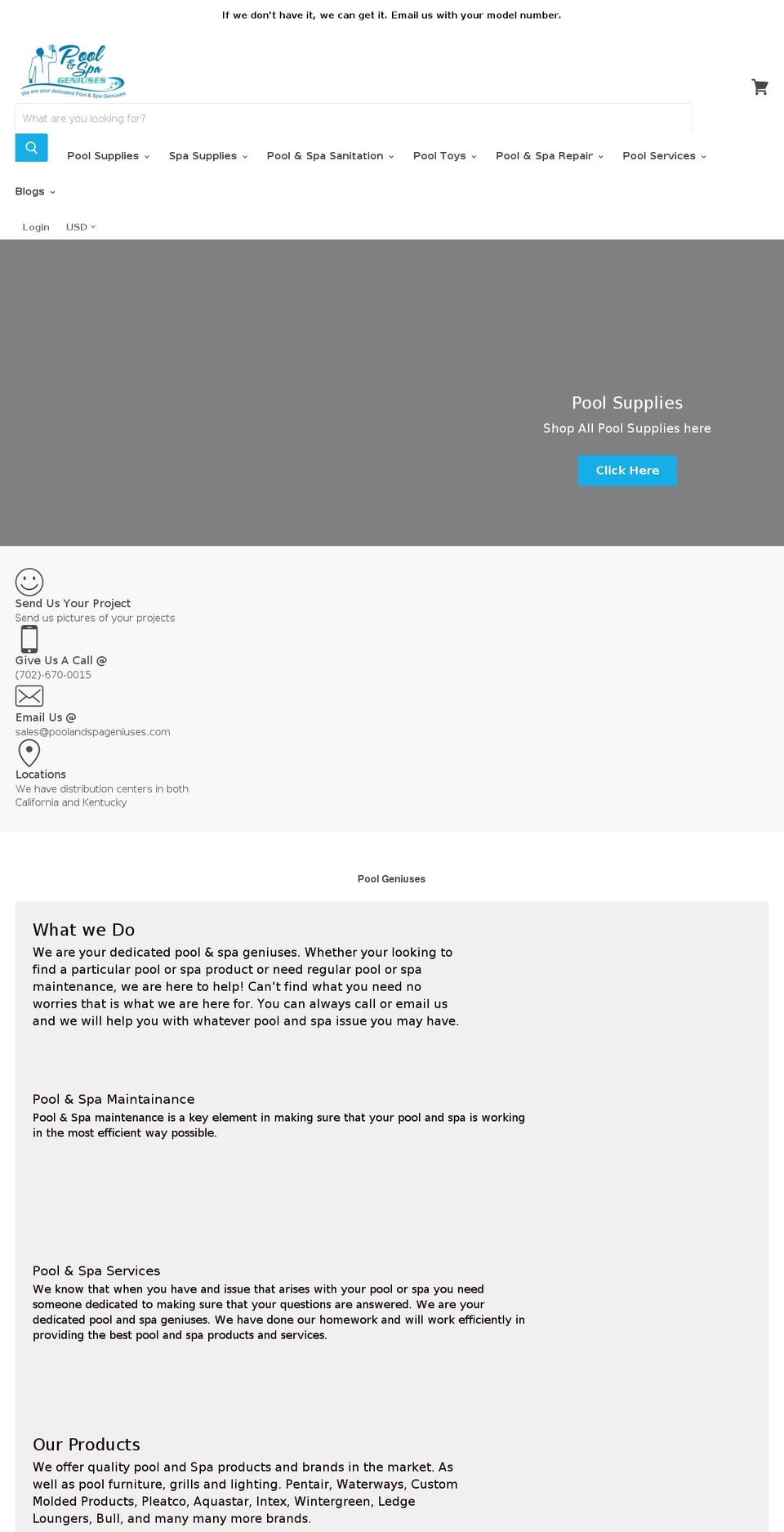 poolgeniuses.com shopify website screenshot