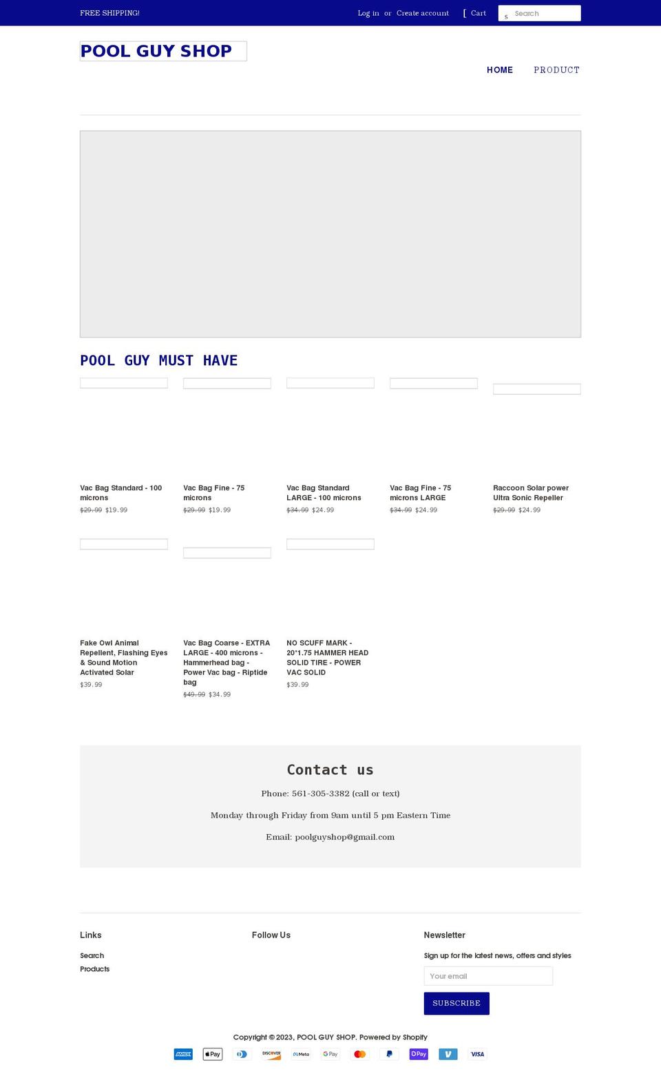 poolguyshop.com shopify website screenshot