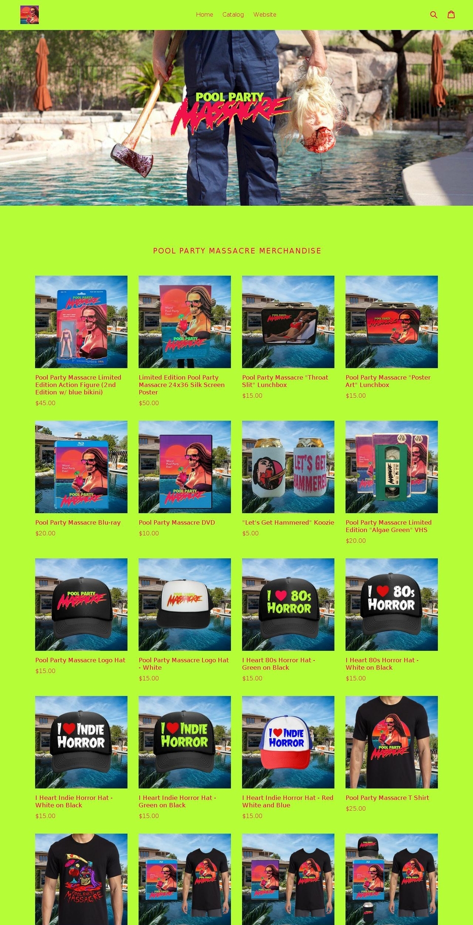 poolpartymassacrestore.com shopify website screenshot