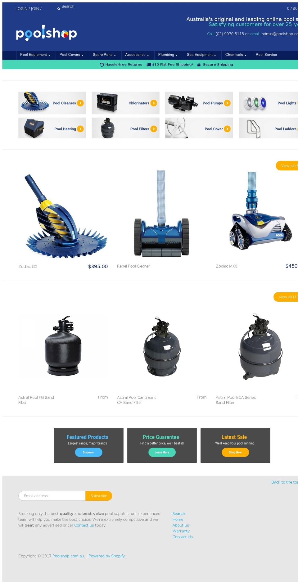 poolshop.com.au shopify website screenshot