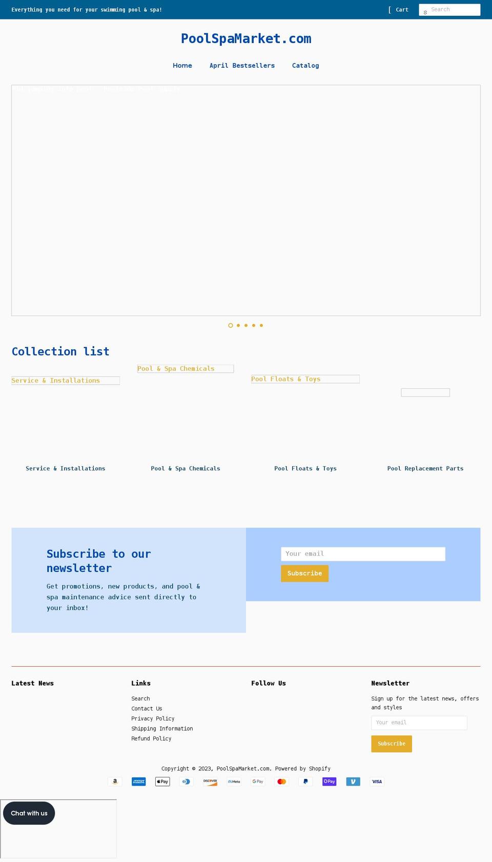 poolspamarket.com shopify website screenshot