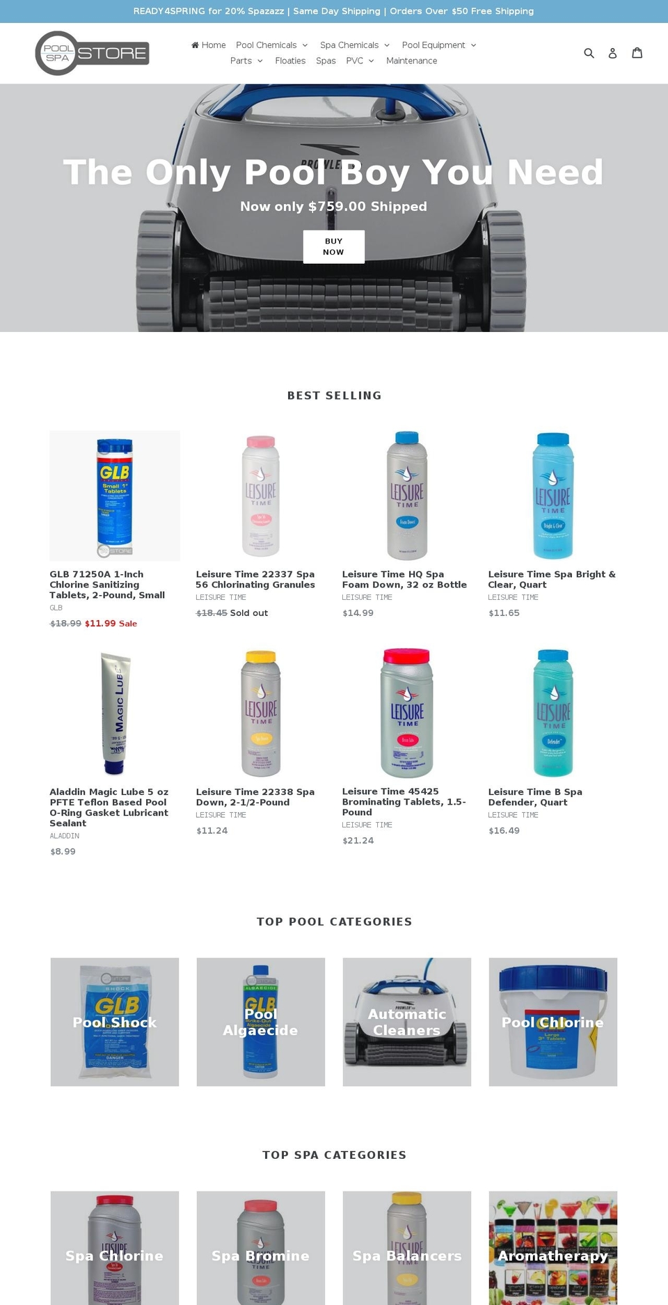 poolspastore.com — Shopify storefront screenshot