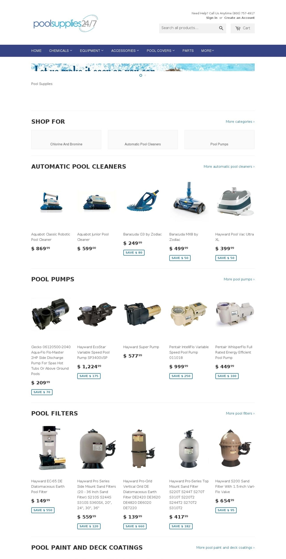 poolsupplies24-7.com shopify website screenshot