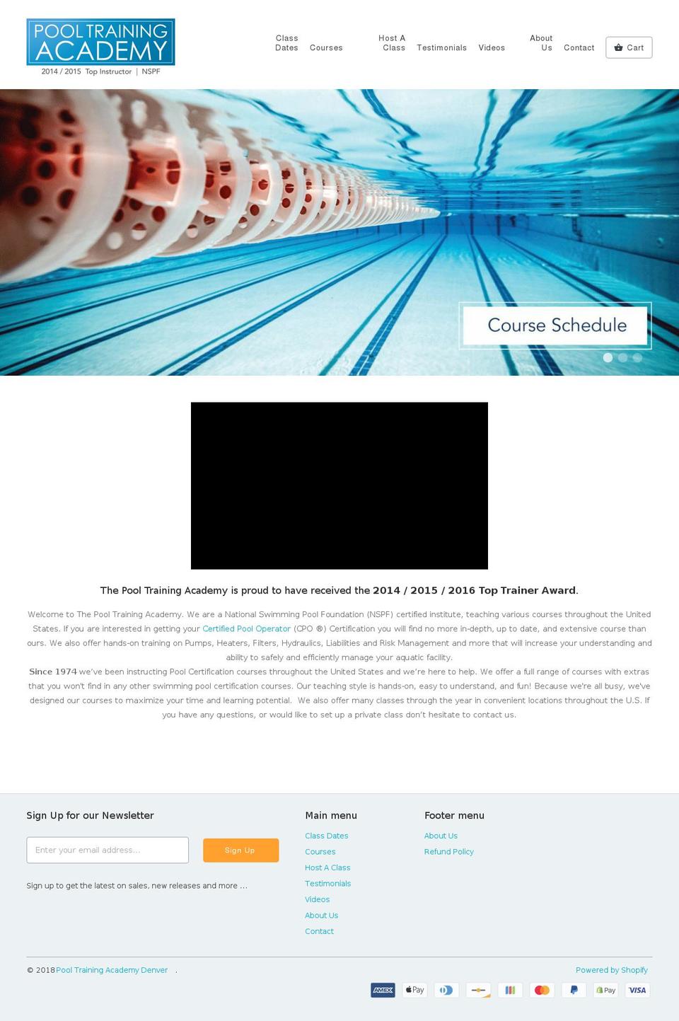 pooltrainingacademy1.com shopify website screenshot