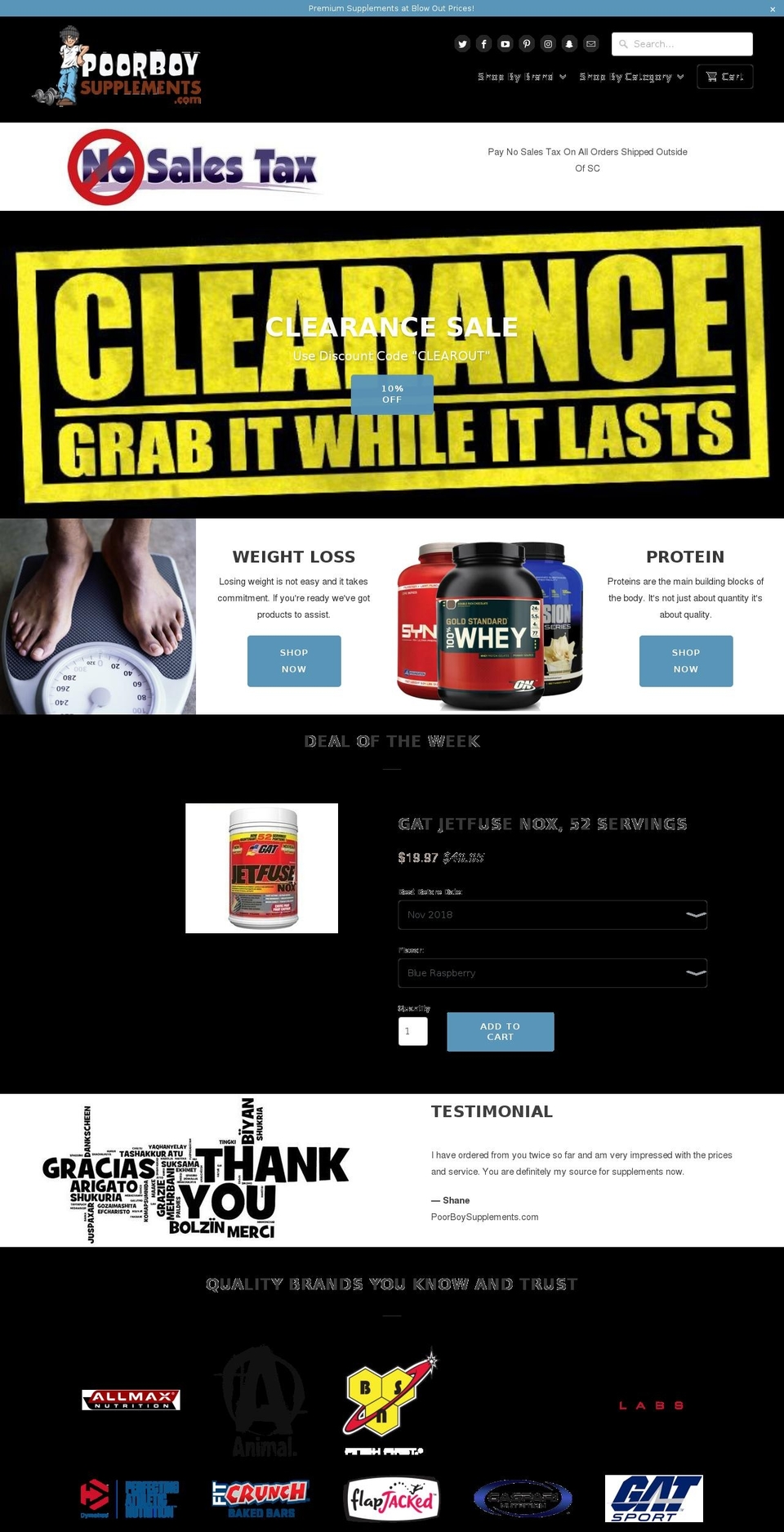 poorboysuppliments.ca shopify website screenshot
