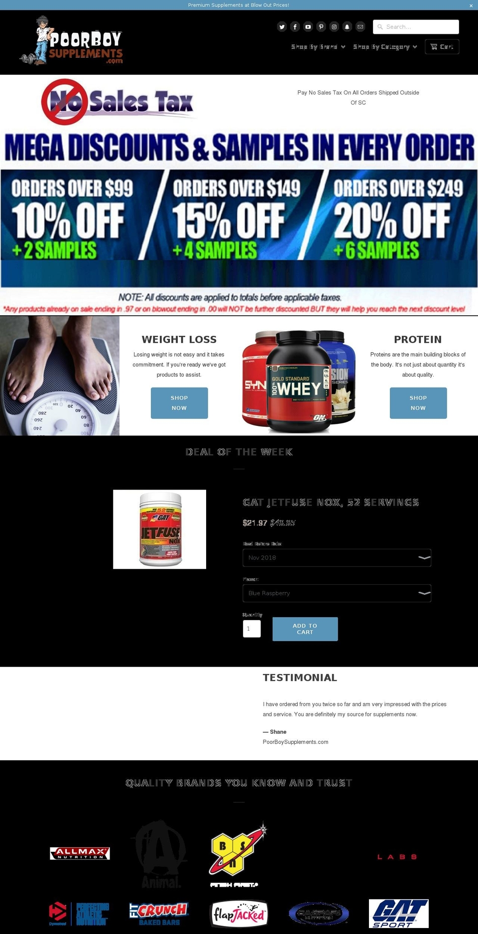 poorboysuppliments.com shopify website screenshot