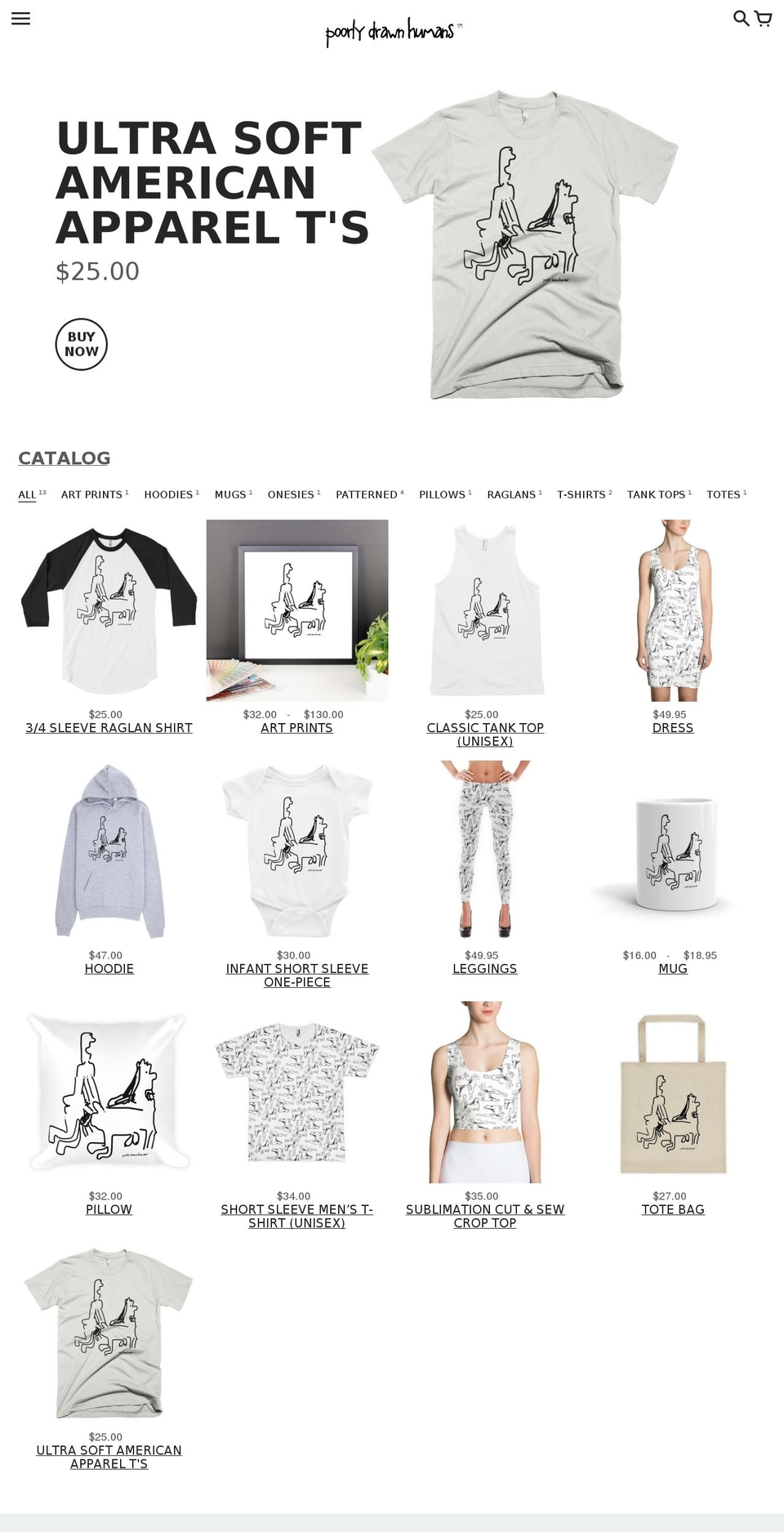 poorlydrawnhumans.com — Shopify storefront screenshot
