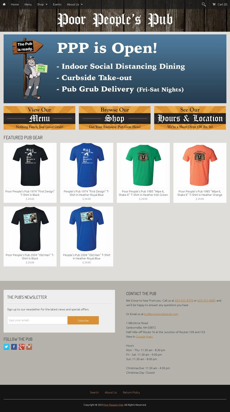 poorpeoplespub.com shopify website screenshot