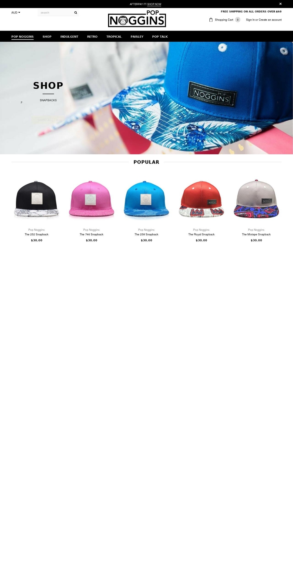 pop-noggins.com.au shopify website screenshot