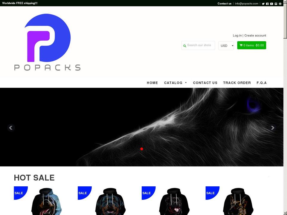 shopbooster173 Shopify theme site example popacks.com