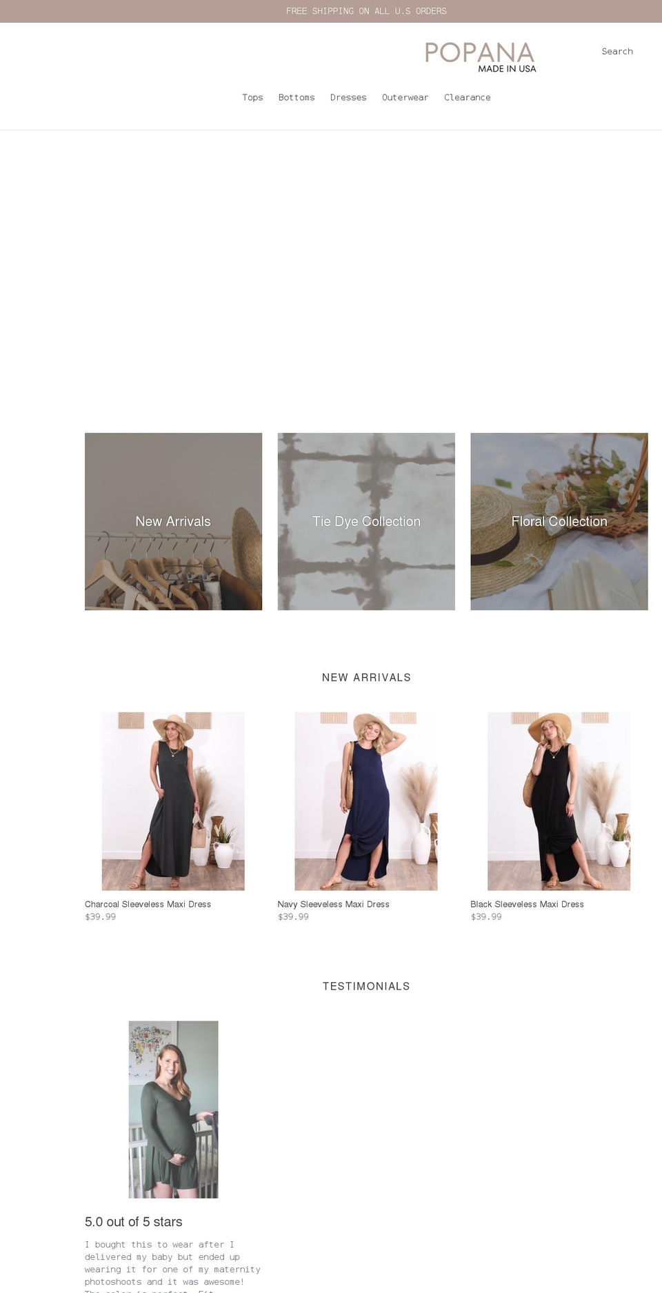 popana.com shopify website screenshot