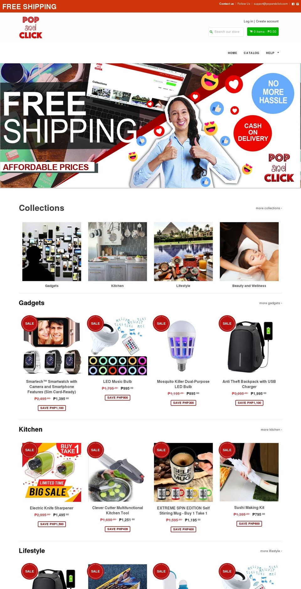 LOL Shopify theme site example popandclick.com