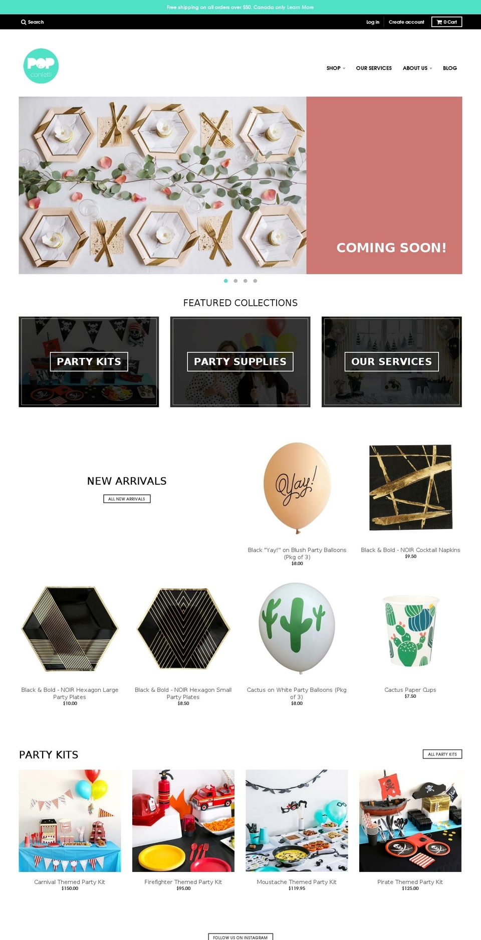 popandconfetti.com — Shopify storefront screenshot