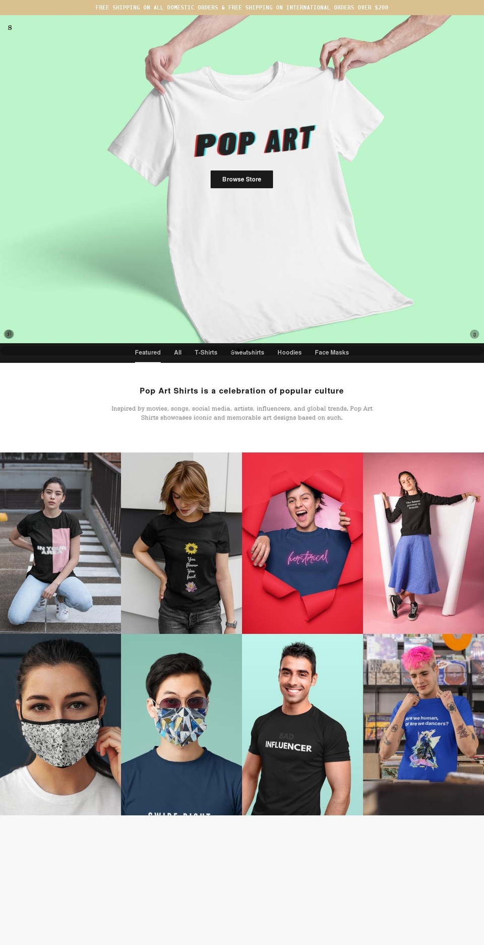 popartshirt.com shopify website screenshot