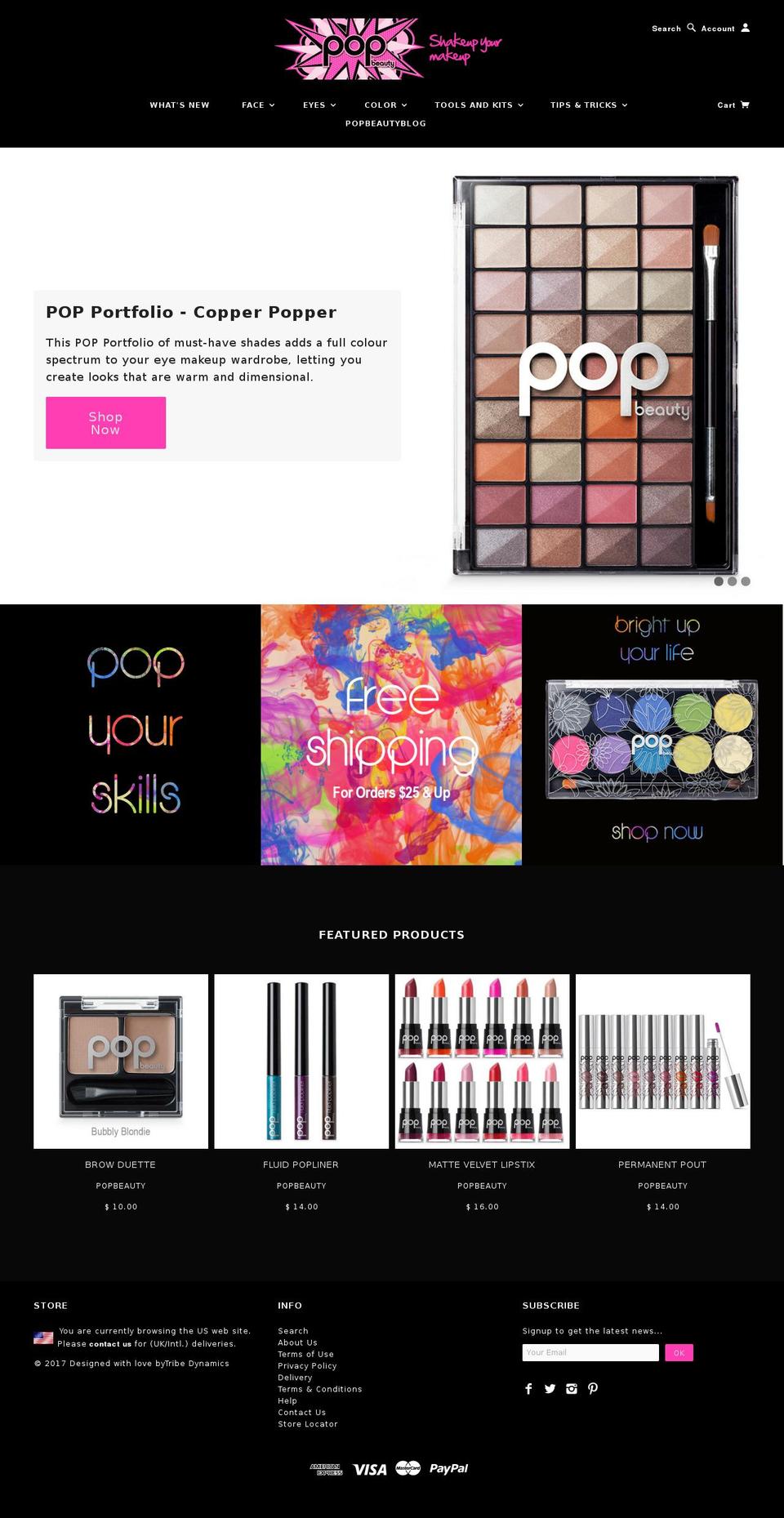 popbeauty.com shopify website screenshot