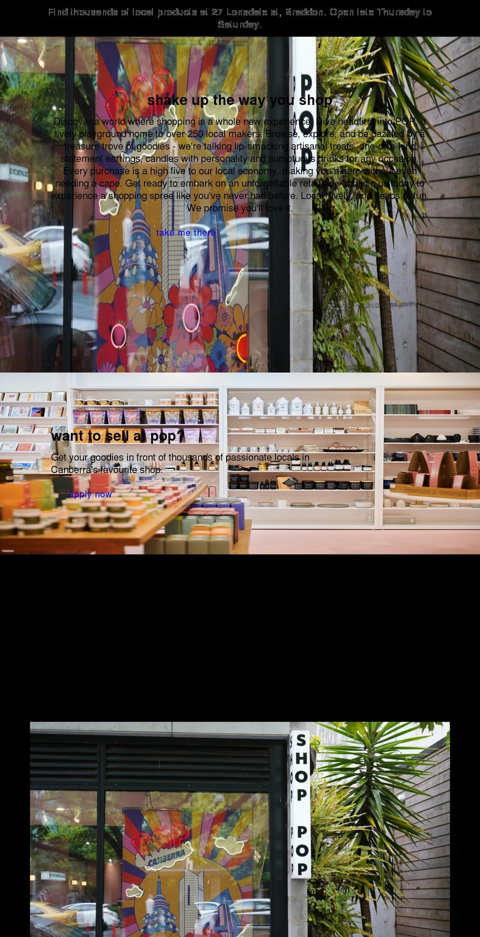 popcanberra.com.au shopify website screenshot