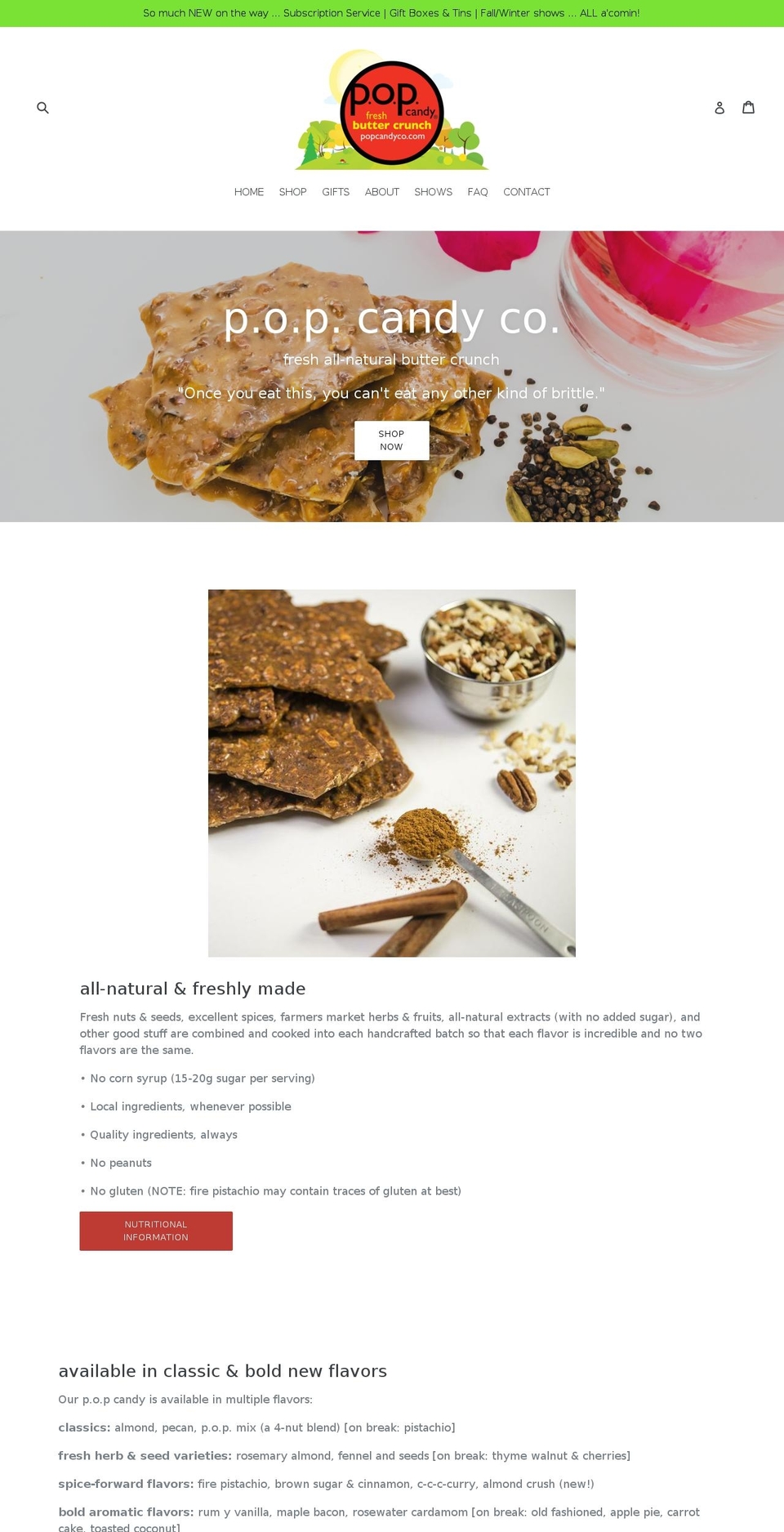 popcandyco.com shopify website screenshot
