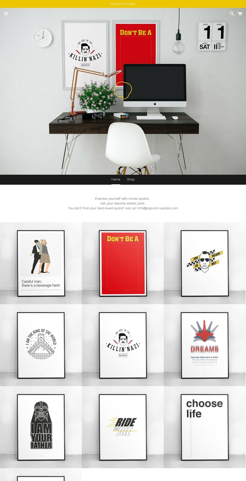 popcorn-quotes.com shopify website screenshot
