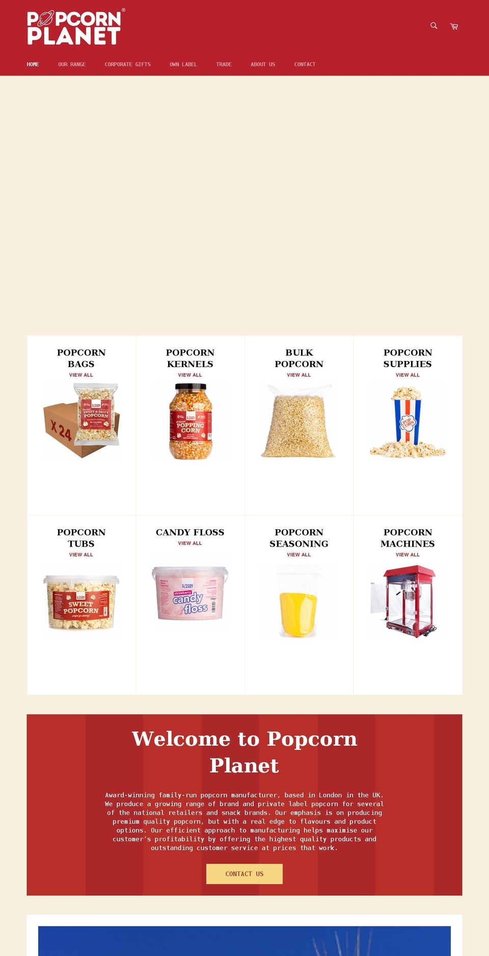 popcornplanet.co.uk shopify website screenshot