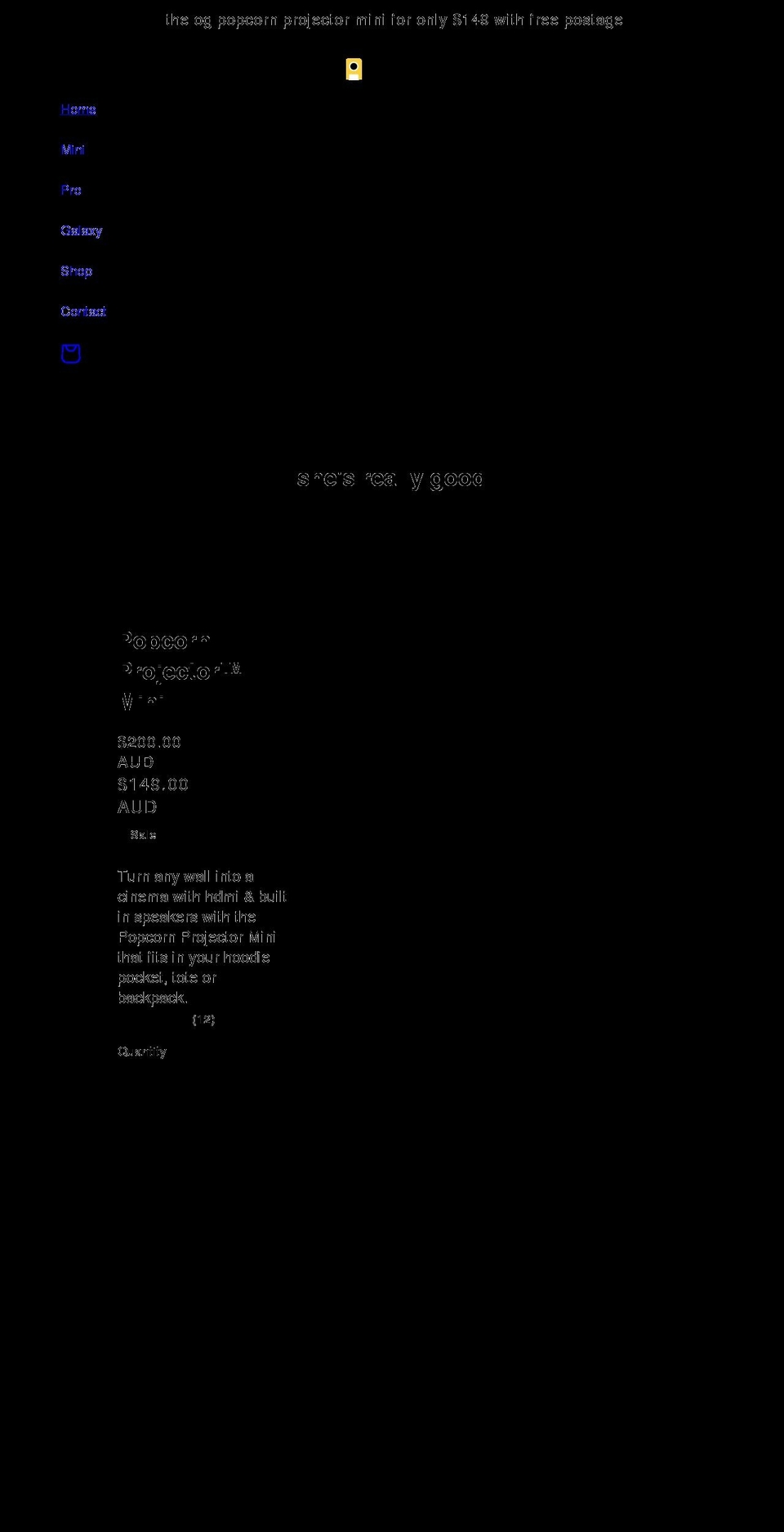 popcornprojector.com.au shopify website screenshot