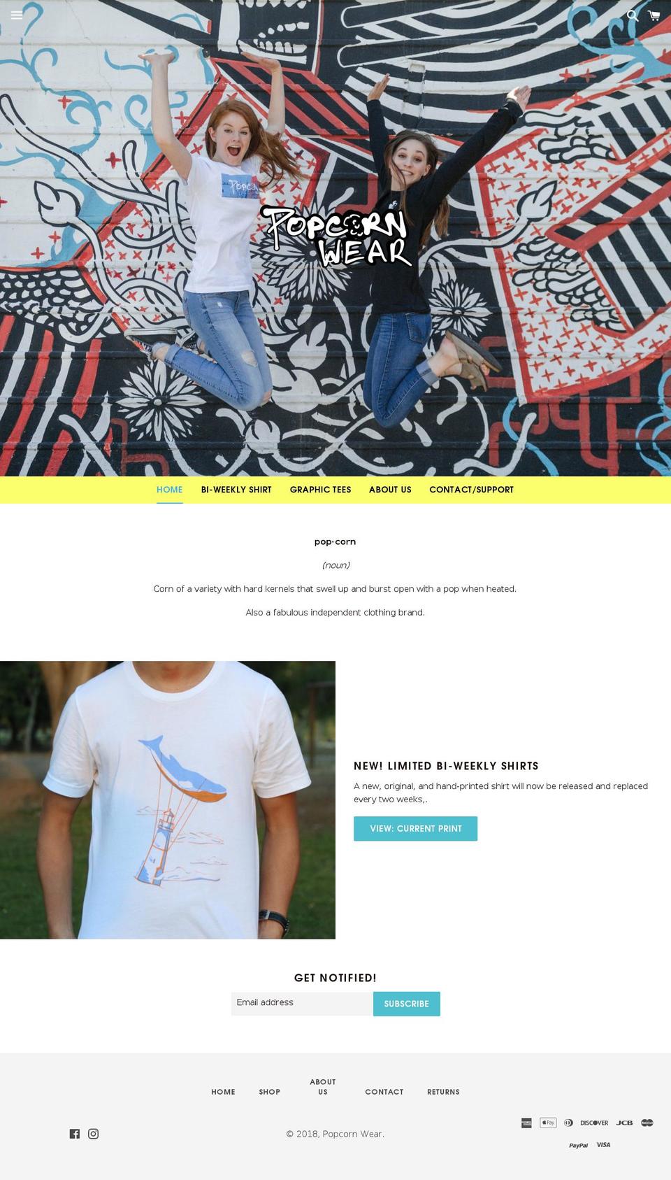 popcornwear.com — Shopify storefront screenshot