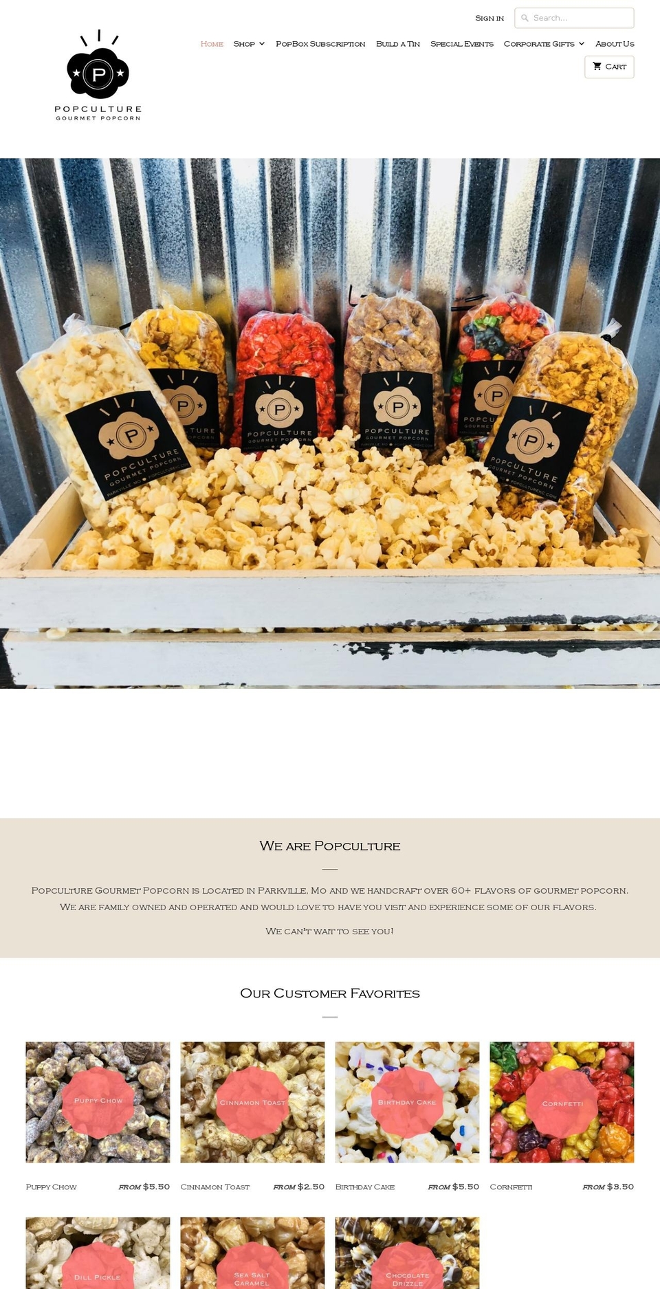 popculturekc.com — Shopify storefront screenshot