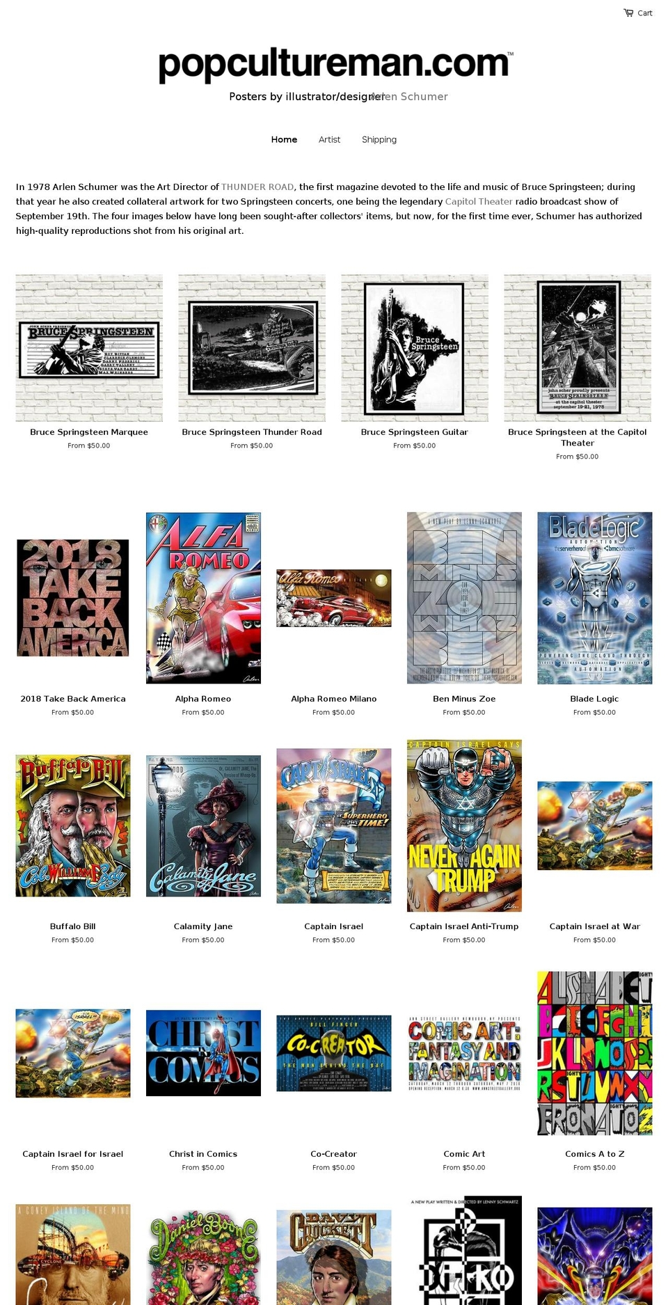 popcultureman.com — Shopify storefront screenshot