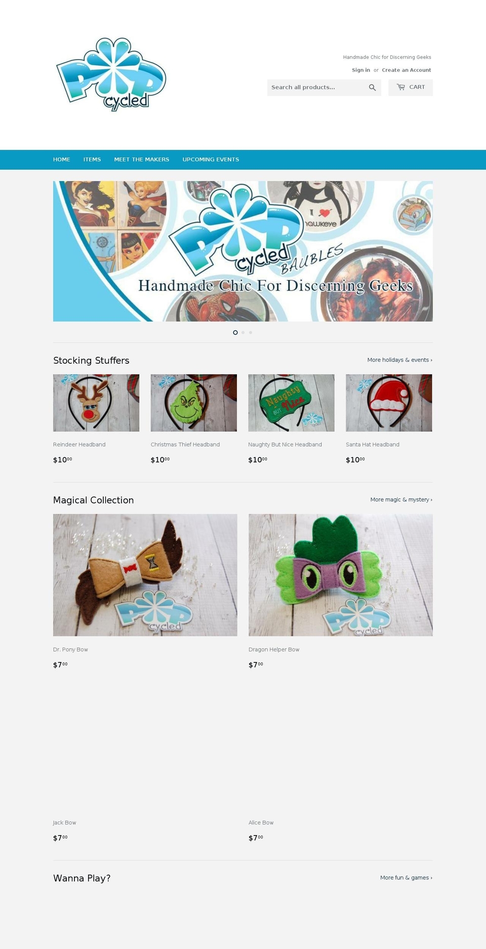 popcycledbaubles.com — Shopify storefront screenshot
