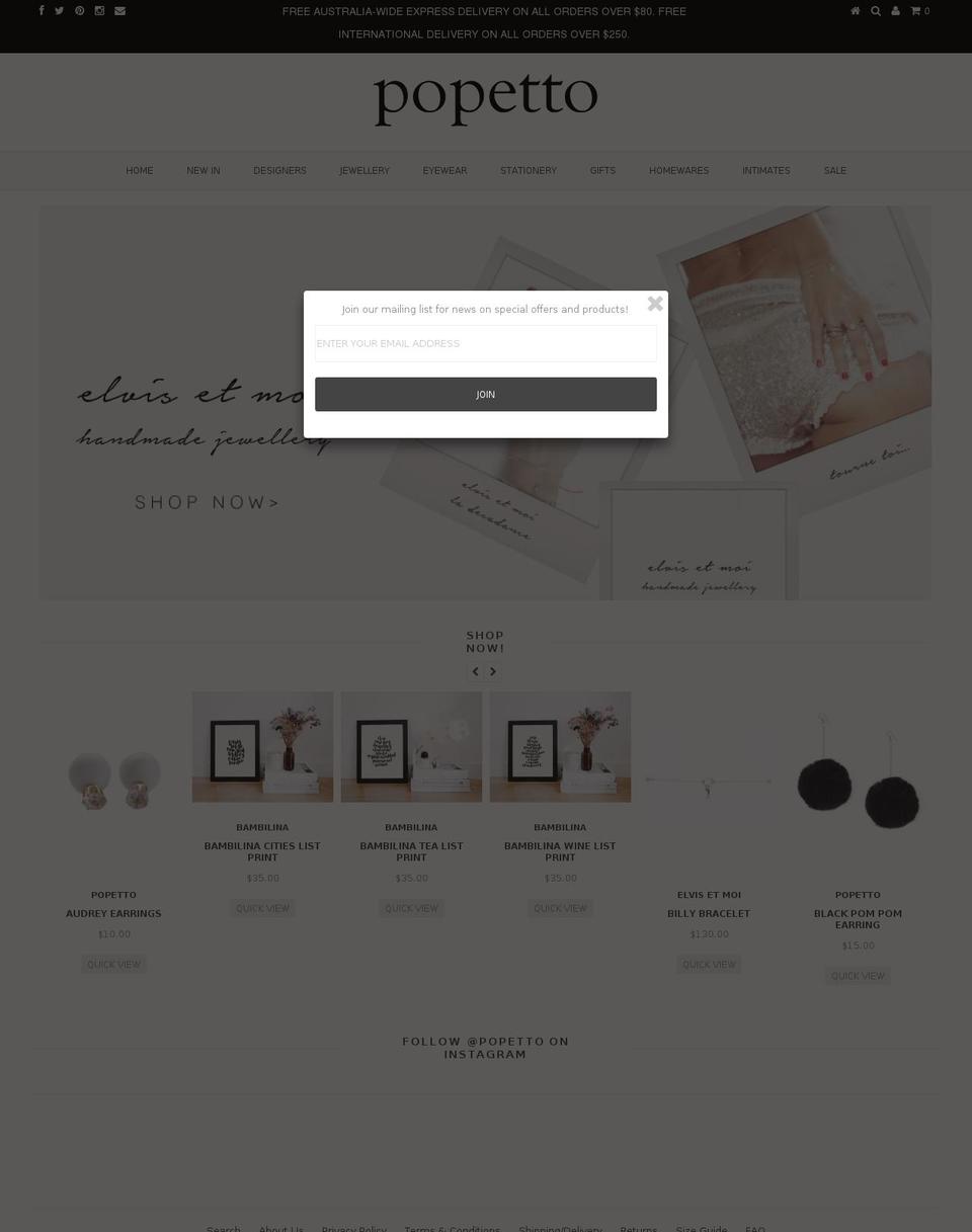 popetto.com — Shopify storefront screenshot