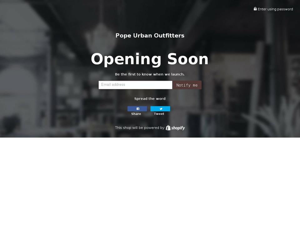 popeurbanoutfitters.com — Shopify storefront screenshot