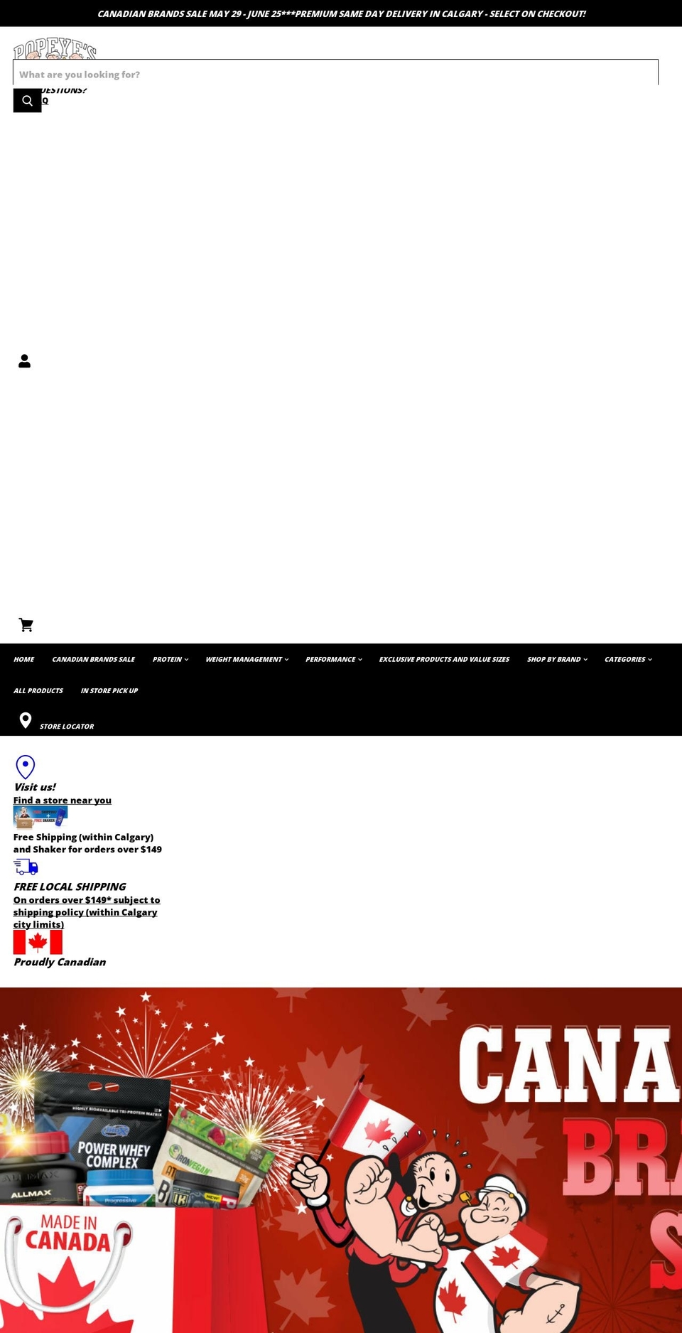 popeyescalgary.com shopify website screenshot