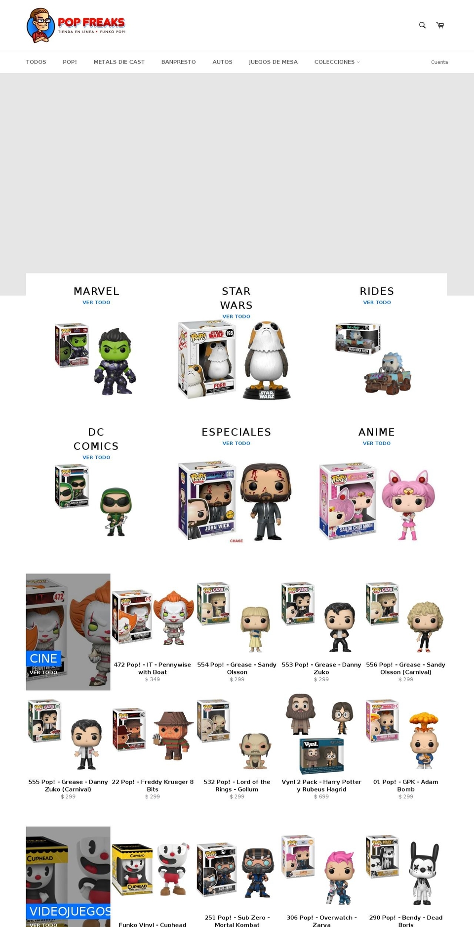 popfreaks.com — Shopify storefront screenshot