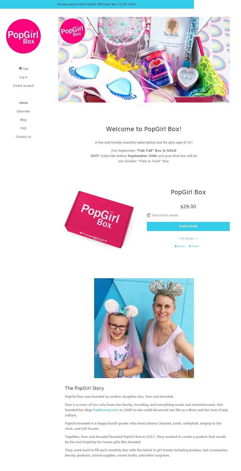 popgirlbox.com — Shopify storefront screenshot
