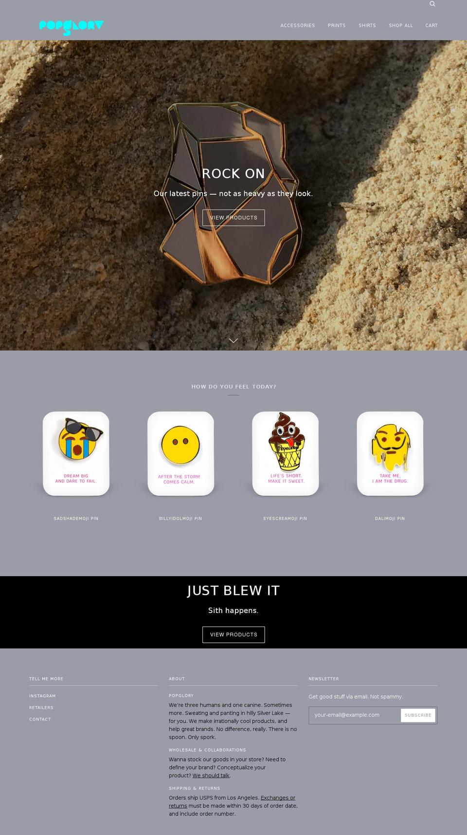 popglory.com shopify website screenshot
