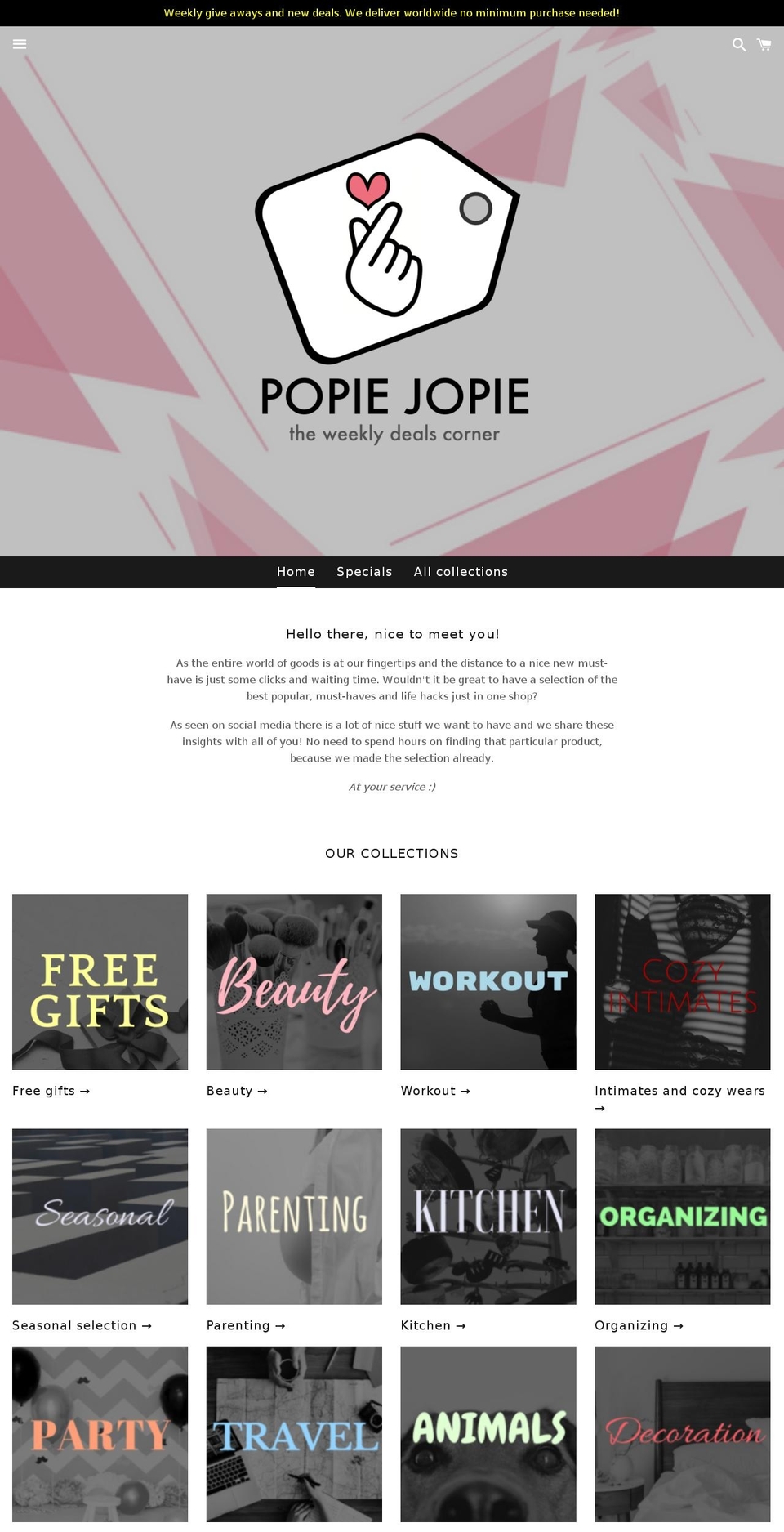 popiejopie.com — Shopify storefront screenshot