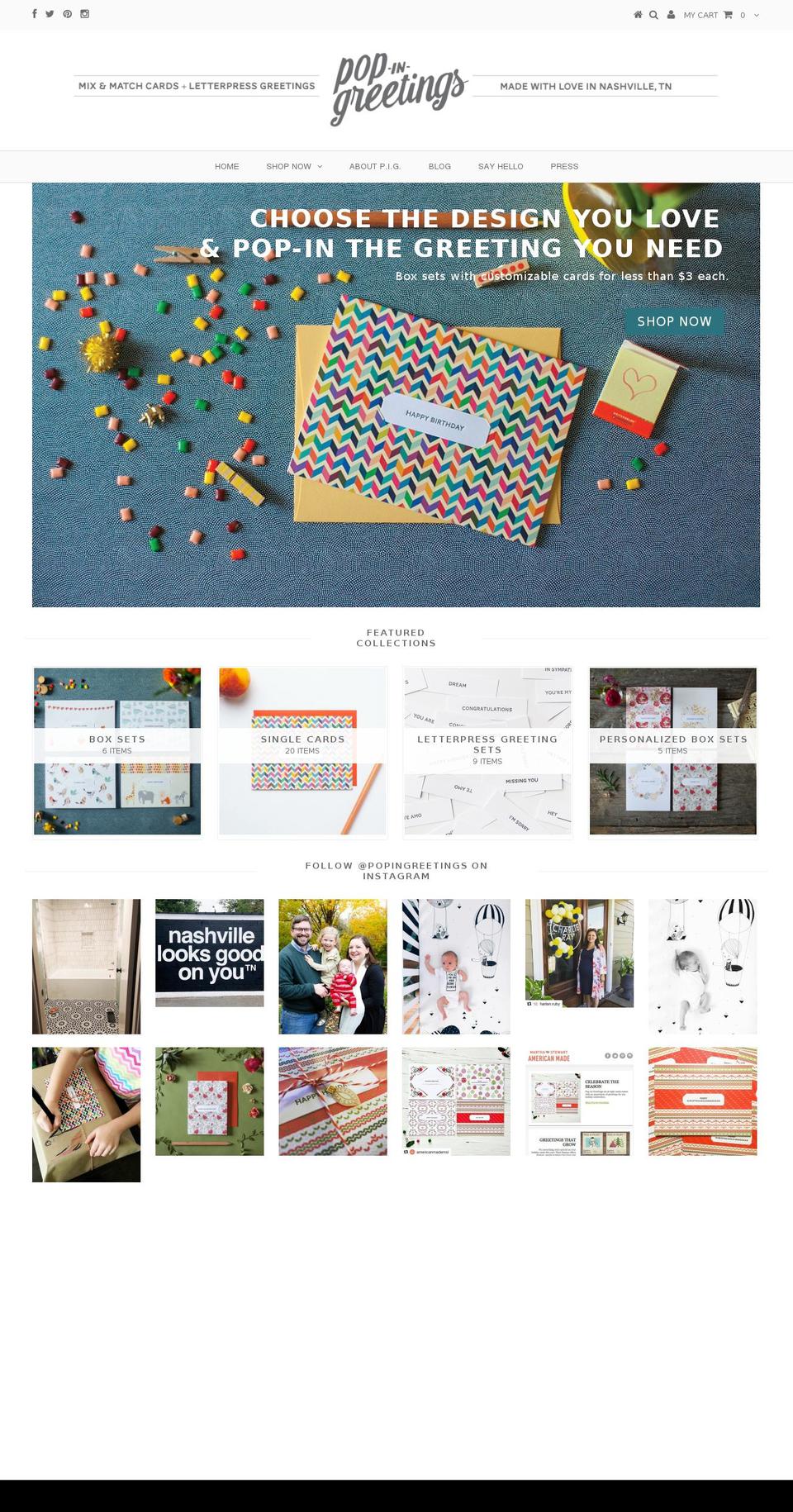 popingreetings.com shopify website screenshot