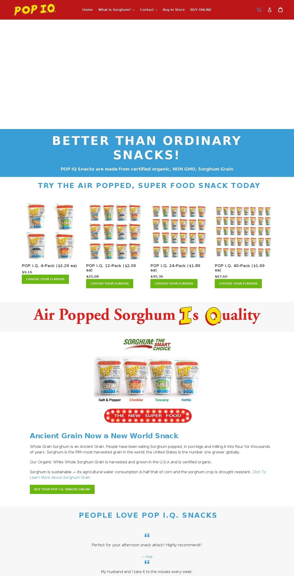 popiqsnacks.com shopify website screenshot