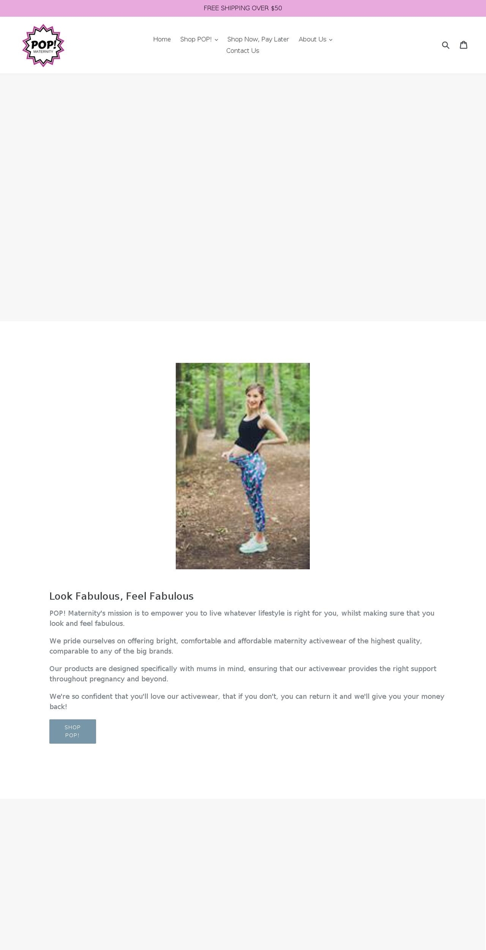 popmaternity.com.au shopify website screenshot