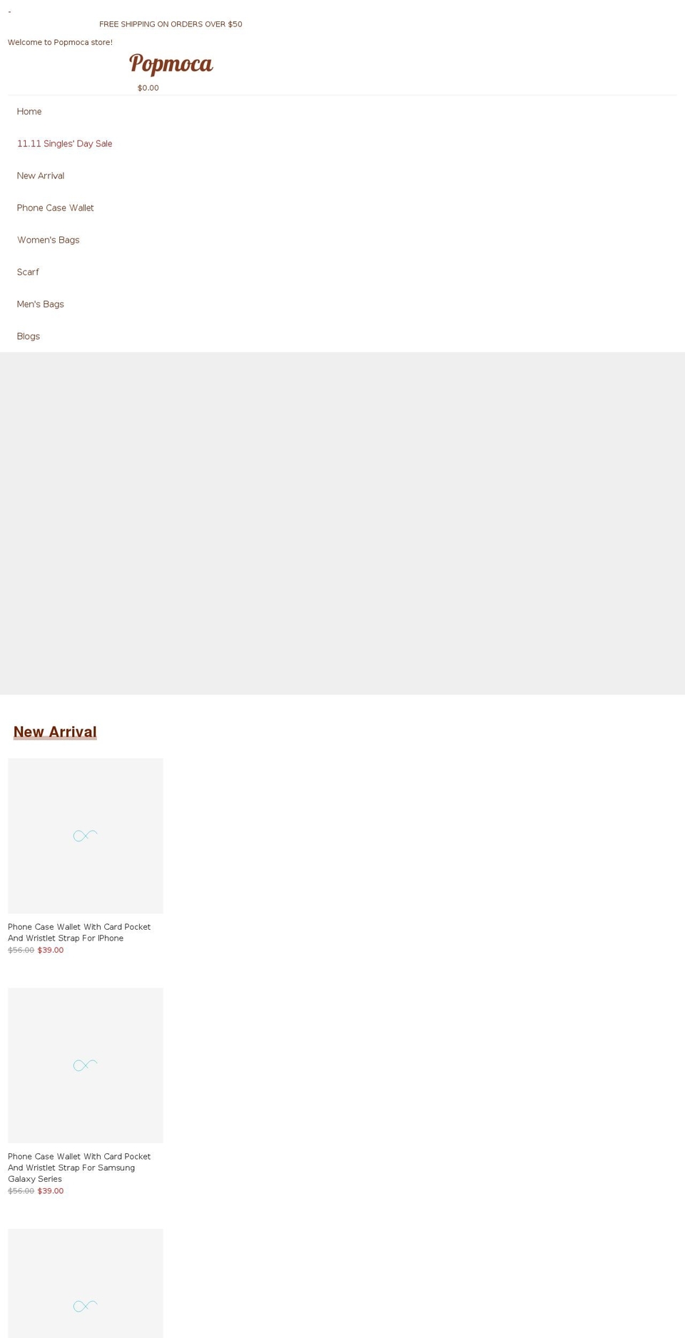 popmoca.com shopify website screenshot