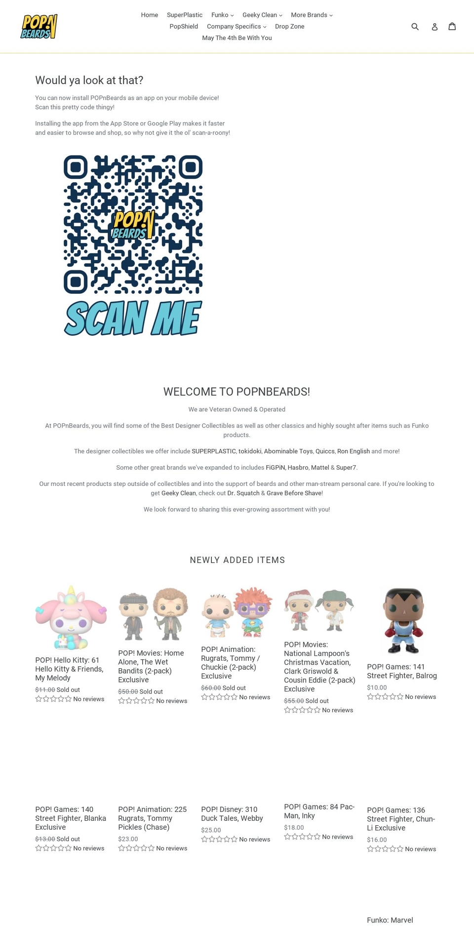 popnbeards.com shopify website screenshot