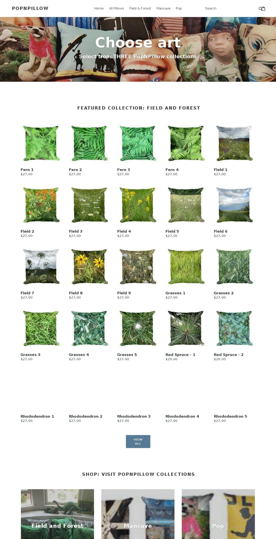 popnpillows.com — Shopify storefront screenshot
