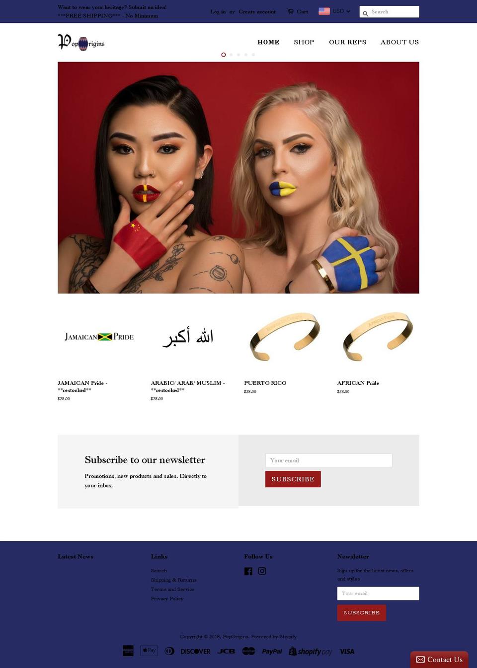 poporigins.com — Shopify storefront screenshot