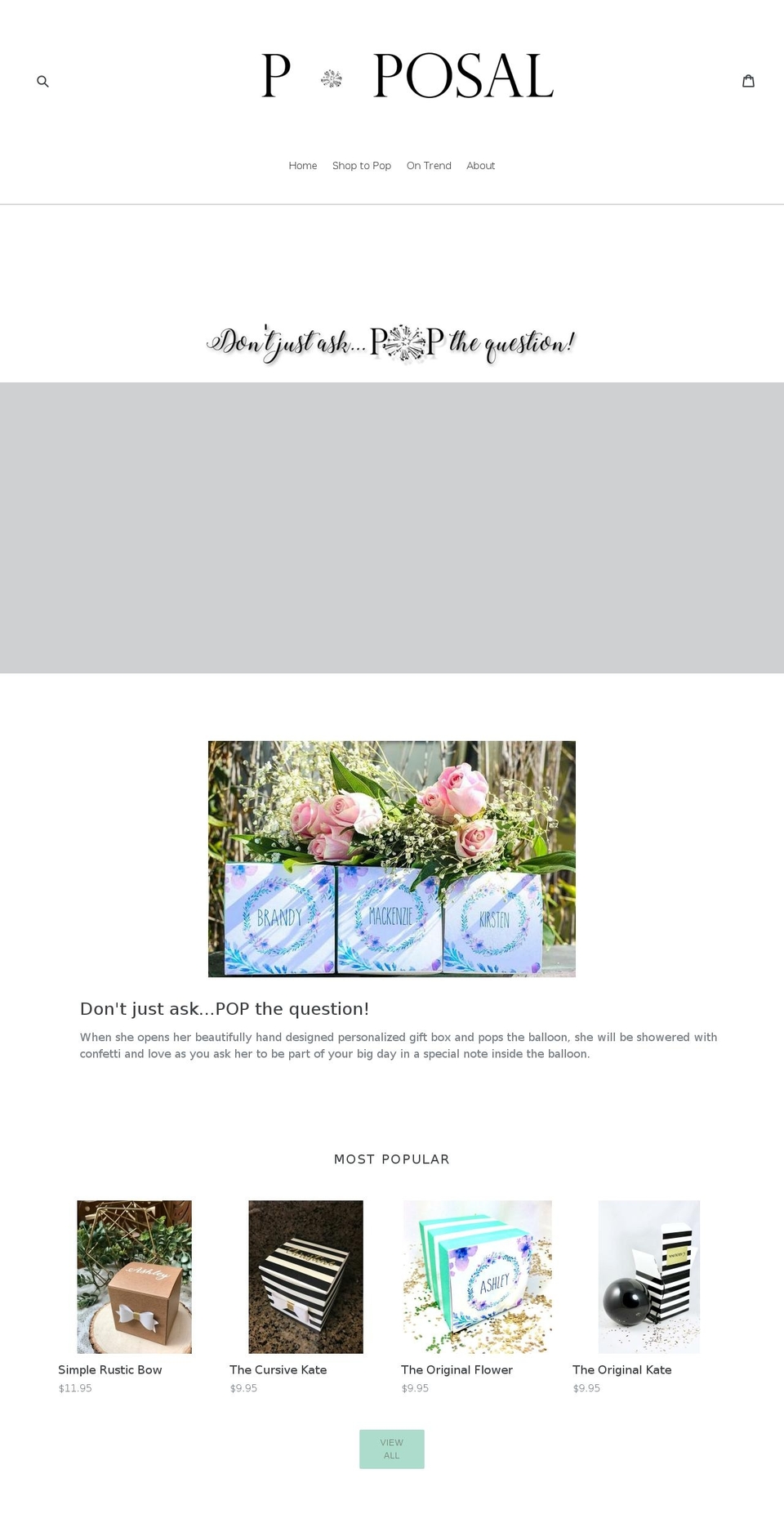 poposals.com shopify website screenshot