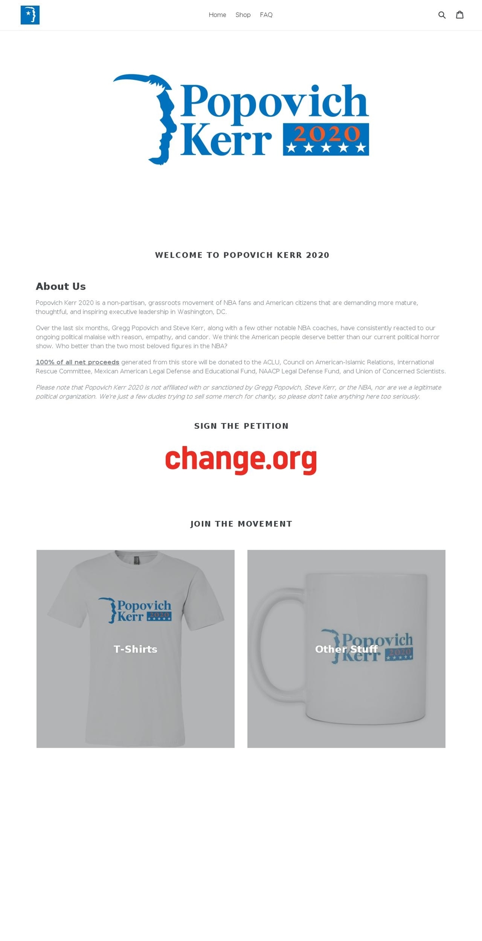 popovichkerr2020.com shopify website screenshot