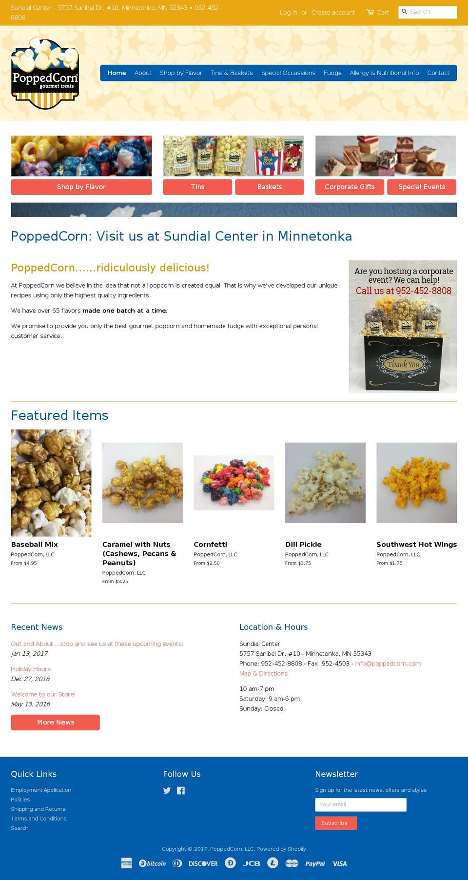 poppedcorn.com shopify website screenshot