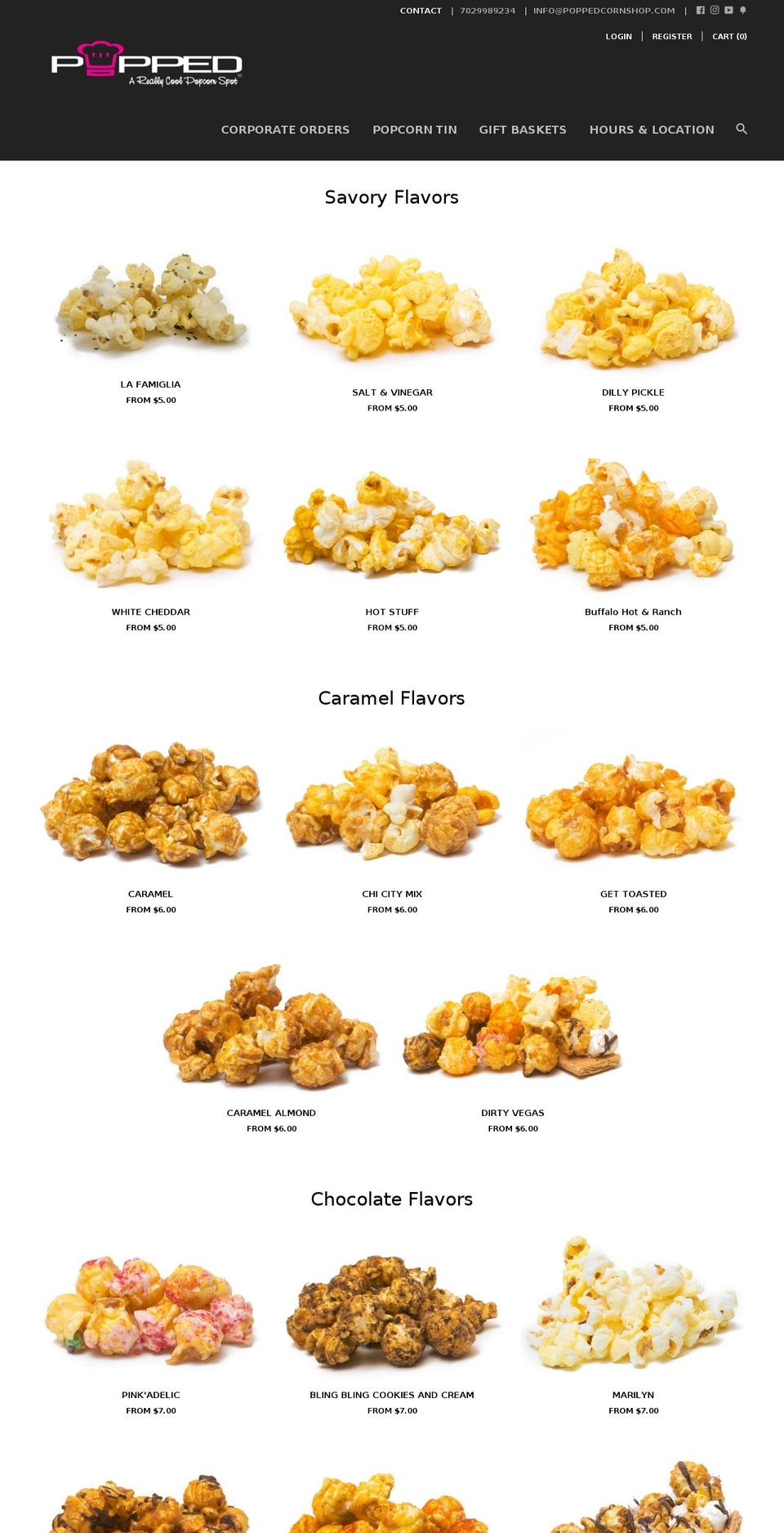 poppedcornshop.com — Shopify storefront screenshot