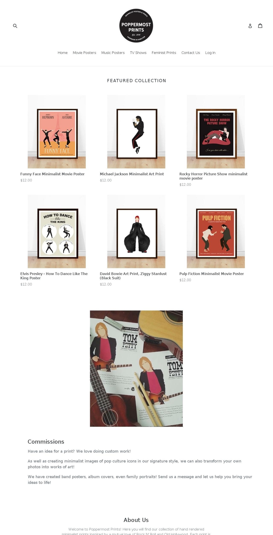 poppermostprints.com shopify website screenshot