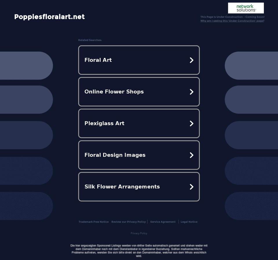 poppiesfloralart.net shopify website screenshot