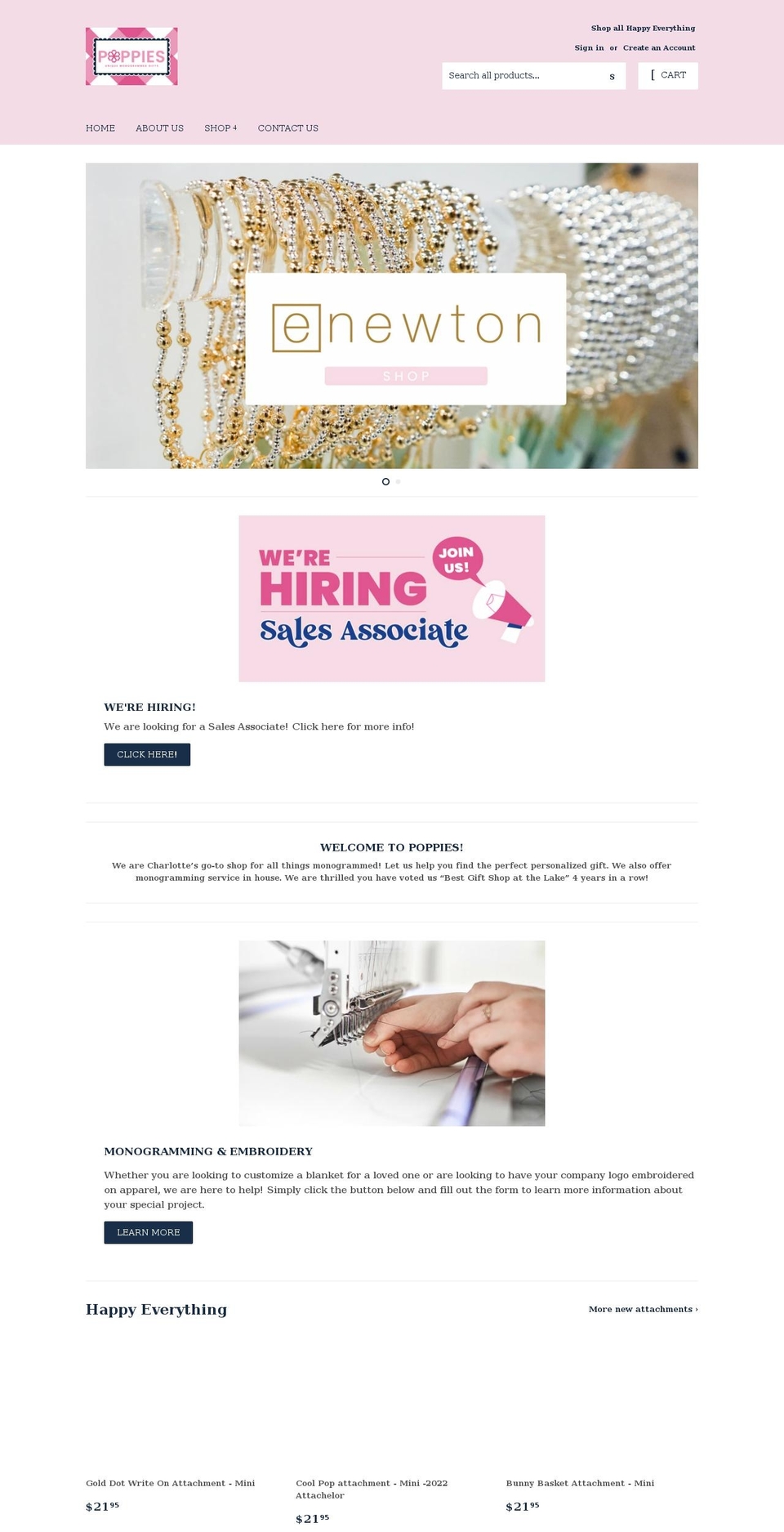 poppiesgifts.com shopify website screenshot